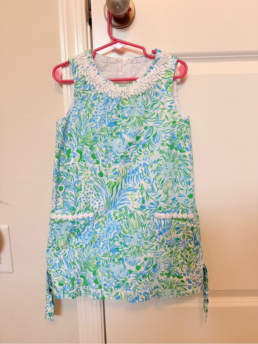 Lilly Pulitzer Girls' Sleeveless Floral Shift Dress - Blue & Green